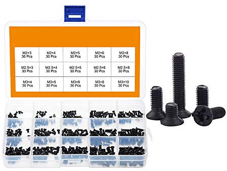Bestgle 450 Piezas Tornillos Phillips Cabeza Avellanada Impronta, Juego de Tornillos para Computadora Portátil, M2 M2.5 M3 Cabeza de Botón de Acero Inoxidable Head Tornillos Phillips
