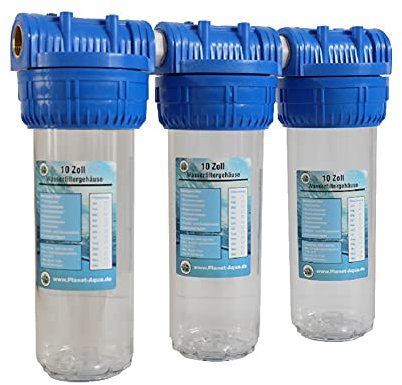 Wasserfilter Gehäuse SET TIO-1 Filtergehäuse 10 Zoll x 3/4 IG Anschluss Wasser Pumpen Vorfilter System Brunnen Hauswasserwerk Garten Haus Trinkwasser Zisterne Pool Filter