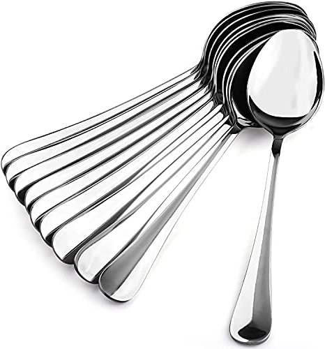 Stainless Steel Dinner Spoons Tablespoon Large Table Soup Spoon Heavy Duty, Set of 8 (8'' Tablespoon)