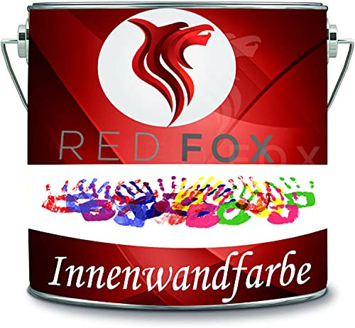 RED FOX Peinture murale d'intérieur - Multicolore - Très couvrante - Sans solvant - 1 couche de peinture opaque (5 l, gris clair)