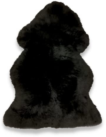 Premium Lammfell aus Merino 100 x 60 cm – Erhältlich in vielen Farben – Sehr pflegeleicht – Gemütlich und wärmend – Strapazierfähig – Lange Haltbarkeit (schwarz)