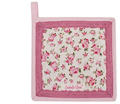 ISABELLE ROSE Presina da cucina TINY bianca con fiori rosa 20x20 cm