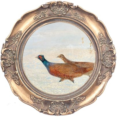 WINPLUS+ Vintage-Bilderrahmen, rund, luxuriös, antiker Bilderrahmen mit grünem Rost, geprägte Blumenmöbel, Retro-Stil, Wand- und Tischdekoration, Kunstgalerie (10,2 x 10,2 cm, Bronze)