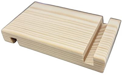 PNL Handyständer Holz - Tablet Ständer Holz | 1 Stück Handy Halterung Buchenholz 13 x 8 cm | ideales Schreibtisch Zubehör und Handyhalterung für Home Office aus Massivholz | Handyhalter Schreibtisch