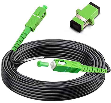 75 Meters Outdoor Armored SC/APC to SC/APC Fiber Optic Internet Cable, Low Friction Single Mode Patch Cable, Fiber Optic Jumper Optical Patch Cord, SIMPLEX, 9/125um, OS1/OS2 Compatible, LSZH Black