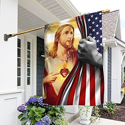 Bandera Pirata Bandera De Jesús El Sagrado Corazón De Jesús Bandera Americana Bandera De Vacaciones Doble Cara Multicolor Bandera Decorativa De Patio para Fiesta Patio Vacación 70X100cm