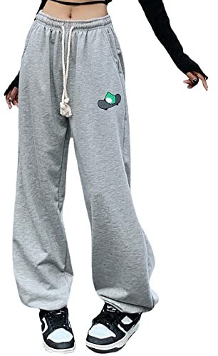 Skateboard Frog Jogginghose Baggy Joggers für Damen Laufhose mit sportlicher Passform (Grau,S)