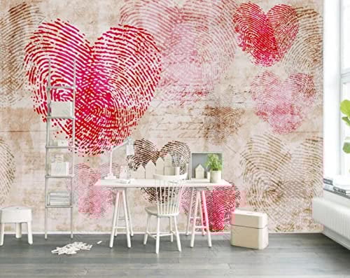 Mural Wallpaper Retro Love Heart Photo Wallpaper 3D Effect Living Room Bedroom Decoration Wall Covering