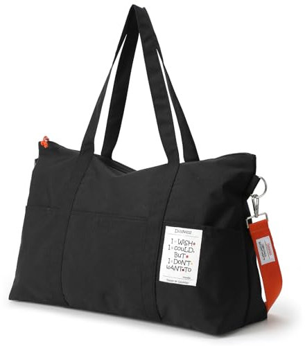 Dizdvizd Reise Duffel Bags Damen und Herren, wasserdichte Sporttasche Übernachtungstasche Handgepäcktasche für Wochenendausflug, Schwimmen, Wandern, Yoga und Sauna, Schwarz