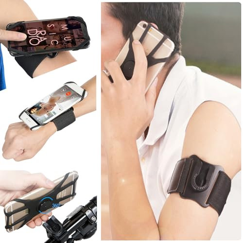 Brassard de Sport, 3 en 1 Brassard Telephone Sport et Support Téléphone Vélo, Porte Telephone Rotative à 360° Brassard pour Smartphone, Support Telephone Course Compatible pour téléphone de 4,5 à 7