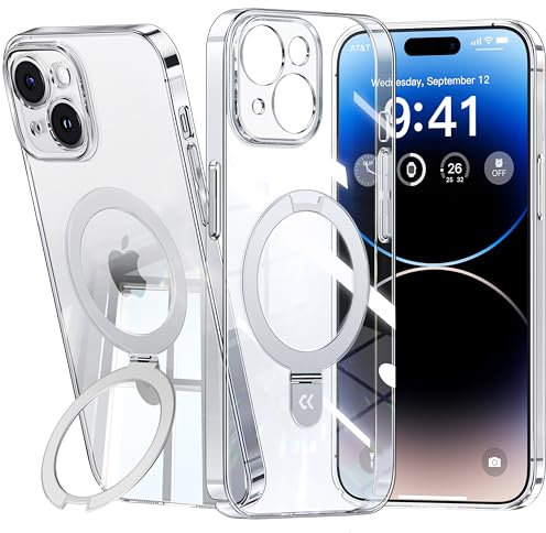 CASEKOO Ultra Dünn für iPhone 13 Hülle für MagSafe [Unsichtbarer Ständer] [Lückenloser Kamerashutz] [Nr. 1 Magnetkraft] Stoßfest Kratzfest Handyhülle Slim Hard Case Clear MagicStand Serie