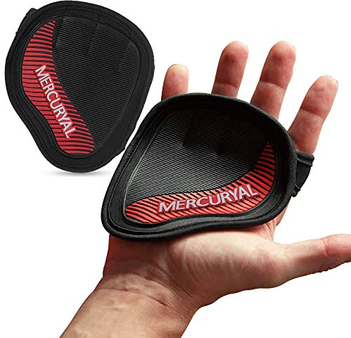 MERCURYAL Pack 2 Fitness Griffpolster Griffpads für Klimmzüge - klimmzug Handschuhe - Griffpads Krafttraining - griffpolster Kraftsport – Neopren Grip Pads - Alternative für Handschuhe (Rot, S)