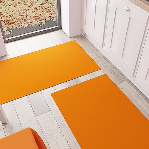 PETTI Artigiani Italiani - Küchenteppich, Küchenläufer, waschbar, rutschfest, Küchenläufer, einfarbig, 52 x 440 cm, Orange, 100% Made in Italy