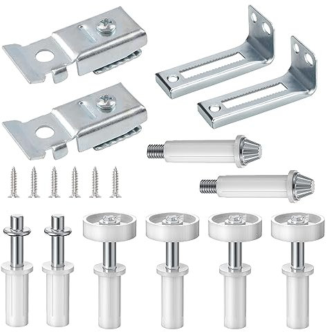 UFURMATE Lot de 2 kits de quincaillerie pour porte de placard à deux volets, y compris 2 pivots supérieurs à ressort, 4 roues de guidage supérieures, 2 pivots inférieurs, 2 supports, 2 dispositifs de