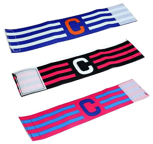 JITNGA 3 Pack Fußball-Kapitänsbinden Verstellbare Elastische Größe Elastische Kapitänsbinden Fußball-Sport-Kapitänsbinden Elastische Kapitänsbinden Für Erwachsene (Schwarz Blau Rot)