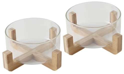 BESTonZON 2 Pièces Bol à Salade De Fruits Bol: Verre Avec Support En - Gamelle Chat Chien Gamelle Chat Surélevée Avec Support Et Pieds Verre