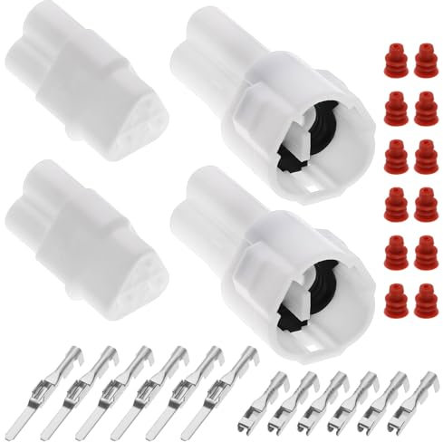 ECSiNG Lot de 2 Ensembles de connecteurs de Moto à 3 Broches compatibles avec Prise Sumitomo Compatible avec Yamaha Compatible avec Kawasaki 3 Broches mâle Femelle connecteur Automobile