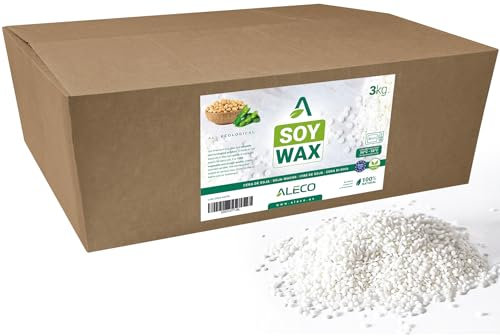 ALECO Sojawachs in Perlen 10KG, hoher Schmelzpunkt 56–58 °C, zum Formen, ideal für die Mikrowelle, 100% umweltfreundlich, zur Herstellung von Kerzen, Kosmetika, akzeptiert Duftstoffe (10, Kilogramm)