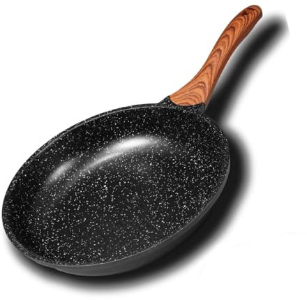 AMD Nexus Non Stick Frying Pan 28cm for Induction Hob, Granite Omelette Pan, PFOA Free Egg Pan, Skillet with Ergonomic Bakelite Handle, Aluminum Camping Pan Suitable for All Stoves