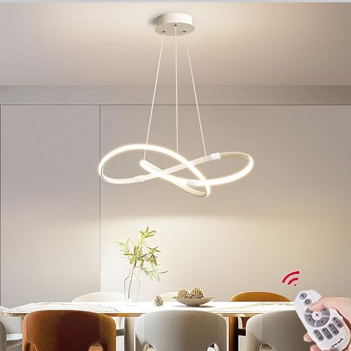 新品 Dimmbare Pendelleuchte Esstischlampe LED Dimmbar Esszimmer Hängelampe Moderne Spirale Design Hängeleuchte Höhenverstellbar Schwarz Kronleuchter für Küche Büro Wohnzimmer Hängend Lampen (Weiß)