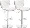 Yaheetech Lot de 2 Tabourets de Bar Réglables en Hauteur Revêtement en Similicuir Chaises de Bar Sièges Pivotant sur 360° Design Ergonomique et Capitonnée Tabourets Hauts Dossier Repose-Pied Blanc