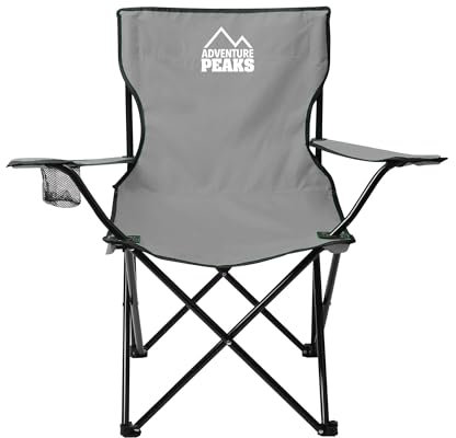 ADVENTURE PEAKS Folding Camping Chair Fold Up Chair with Cup Holder & Carry Bag Heavy-Duty 600D Polyester Fabric – Ideal for Camping, Garden, Beach & Outdoor Activities