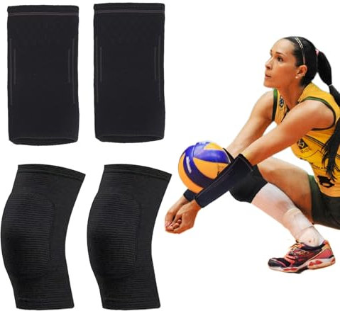 Senteen Scaldabraccia da Pallavolo, 2 pcs Maniche Da Pallavolo Manicotto Ginocchiere Morbide Protezioni per il Braccio Anti-collisione Ginocchiere (Ginocchiere+Protezione del braccio)