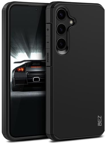 BEZ Hülle für Samsung Galaxy S24 Hülle, Handyhülle Tasche Stoßfestes Kompatibel für Samsung S24, [Heavy Duty Serie] Outdoor Dual Layer Armor Case Handy Schutzhülle Robuste, Schwarz
