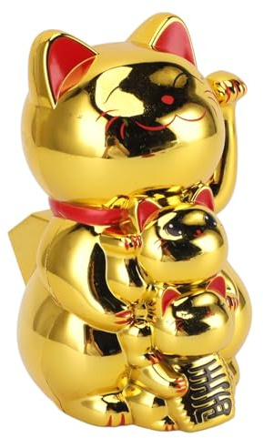 Chat Porte-Bonheur Solaire 11,4 Cm, Décoration de Chat de Bienvenue Agitant la Main Maneki Neko pour Bureau