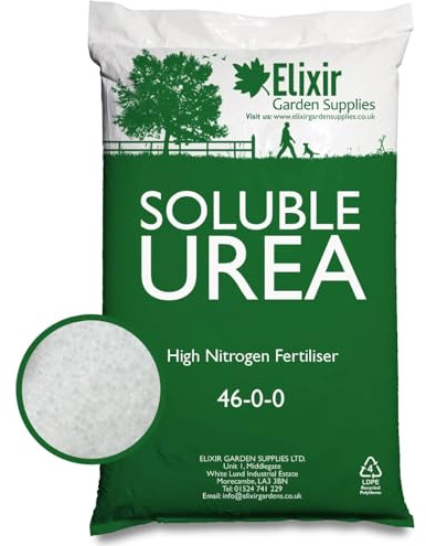 Elixir Gardens UREA 46-0-0 Slow Release Nitrogen Fertiliser Prills Water Soluble and Top Dressing. Grass Lawn Shrub Tree Plant Foliage BOOST | 20kg tub