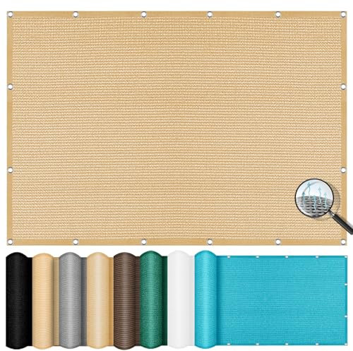 Voile d'ombrage Toile Ombrage 4 x 4 m, Espirante en HDPE, Anti 98% UV Contre Le Vent, Filet Ombrage Pergola Filets D'Ombrage, Filet dombrage Rectangle, pour Extérieur, Balcon, Jaune Sable
