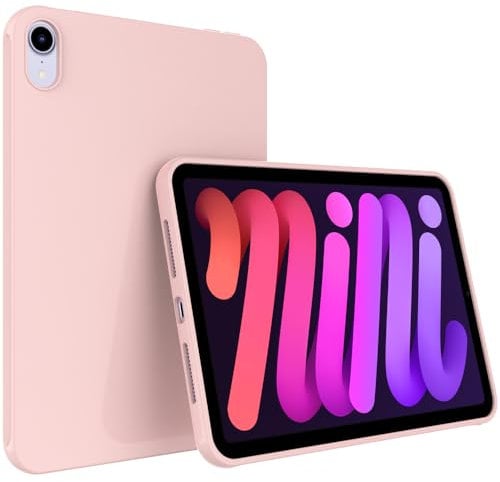 Callyue Slim Case for iPad Mini 6 8.3 Inch 2021 iPad Mini 6th Generation, iPad Mini 7 2024 Case (A17 Pro), Ultra Thin Lightweight Matte Soft Flexible Frosted TPU Skin Bumper Back Cover Shell, Pink