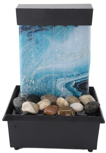 Tischbrunnen, Kleiner Zimmer-Wasserfallbrunnen mit LED-Lichtern und Unregelmäßigen Steinen, Zirkulierendes Fließendes Wasser, USB-Zimmerbrunnen für Schlafzimmer, Wohnzimmer, Büro