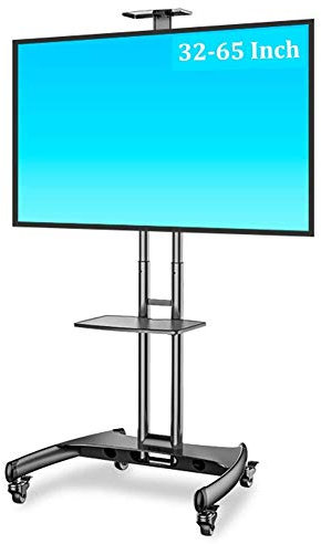 Tragbarer TV-Wagen, höhenverstellbar – 32 bis 65 Zoll mobiler TV-Ständer mit Webcam-Ablage/Rädern, Bodenwagen für Schule/Büro, schöne Landschaft