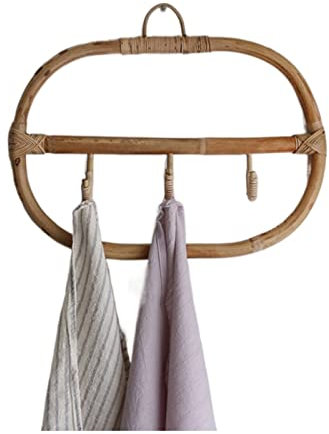 XXAD553TY Porte Manteau Mural Crochet Mural Nordique indonésien en rotin, Porte-Serviettes de Salle de Bain, Porte-Manteau, Magasin de vêtements, Accessoires Photo, Support de Rangement Patère Murale