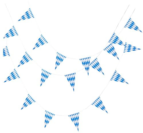 ANDRESLAD 1 Set Oktoberfest Flagge Partydekoration Bierfest Banner Oktoberfest Karo Wimpelgirlande Oktoberfest Bayerische Flaggen Oktoberfest Stoffwimpel Bierfest Flaggen Blaues Pe