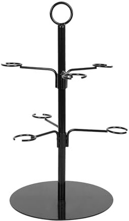 Metal Cocktail Tree Stand for 6 Glasses Hanging Wine Glass Racks Display Holder for Gin Cocktails Champagne Wine Black 2 Tier Stand