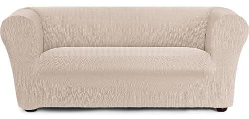 ECOMMERC3 Sofaüberwurf in Größe 3-Sitzer, bi-elastisch, super elastisch, Chester und Klippan – Sofabezug Farbe Leinen, verschleißfest, atmungsaktiv, maximale Passform mit Schaumstoffen und
