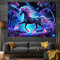 BlissYard Schwarzlicht-Einhorn-Tapisserie, UV-reaktive Waldlandschaft, Wandbehang, Dekoration, Neon-Wolf, Wandteppich, geheimnisvolles Poster, Decke, Wandteppich für Zimmer, Schlafzimmer, Schlafsaal,