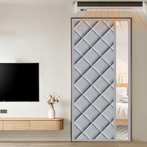 Zanzariera magnetica isolante con finestra trasparente, apertura laterale, antivento, tenda termica per porte, colore argento (100 x 210 cm)