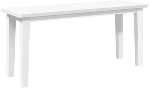 vidaXL Bank 90 cm Weiß Massivholz Gummibaum, Sitzbank, Innenbank, Bank Eingangsbereich, Laubenbank, Flurbank, Schlafzimmerbank, Stoffbank, Bettbank