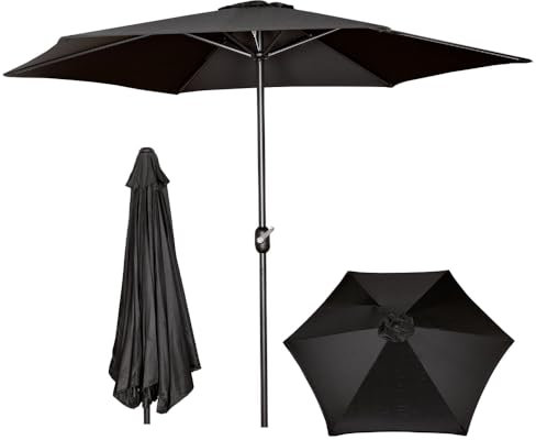 Samuel ALEXANDER 2.7m Havana Garden Patio Parasol with Crank Handle and Cover in Black