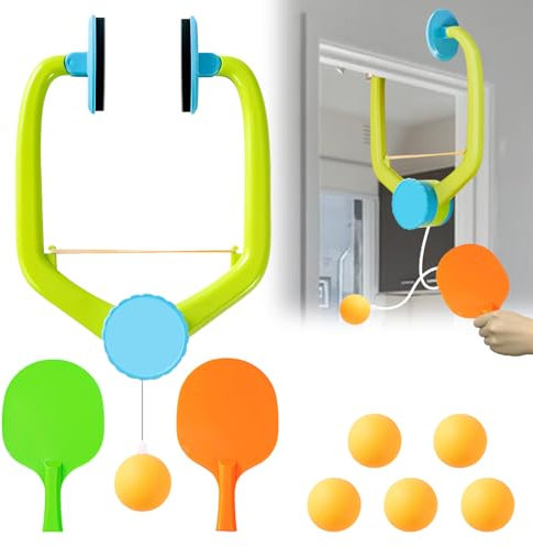 Golgner Hängender Tischtennis Trainer Set, Tür Ping Pong Spiel für Türrahmen, Verstellbares Tischtennis Trainer für Türrahmen, Hängendes PingPong Set mit 2 Schläger+6 Bälle, für Kinder Erwachsene