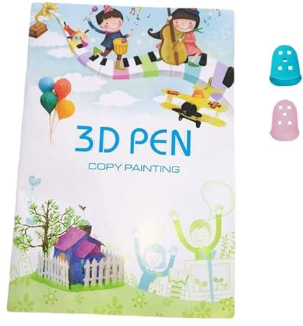 Vroxdrez 3D-Druck-Zeichenbuch - Wiederverwendbare bunte 40 Muster, Dickes Papier Vorlage mit Klarer Platte, Malerei Graffiti-Vorlage für 3D-Stift, Kinder DIY Geschenk (Happy Childhood)