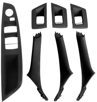Becwdvo Auto Innenraum Innentürgriff Kohlefaser LHD Auto-Innentürgriff/Passend for BMW 5er F10 F11 520d 525d 530d 535i Innenverkleidung Pull Trim Cover(LHD Black)