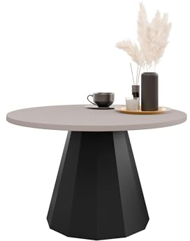 Mirjan24 Couchtisch Elskin, Runde Form, Gestell aus Stahl, Kaffeetisch, Wohnzimmertische, Beistelltisch, Sofatisch, Teetisch (Schwarz/Cashmere)