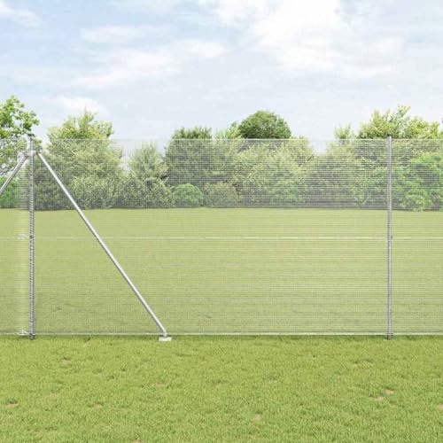 Massbinet verzinkter Drahtzaun mit 13 Spike-Posten 1,6x25 m verzinkter Stahl Perfekt als Gartenzaun Gartentor Brettertzaun