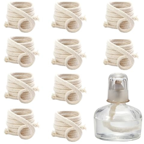 1000cm Ø 6mm,Docht für Öllampen,Lampendochte für Öllampen,lampenöl für Fackeln Zuschneidbar- Premium Ersatzdocht für Gartenfackel, Fackel-Docht,Rund,10 STK 100 cm Länge