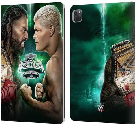 Head Case Designs Licenza Ufficiale WWE Roman Vs Cody Wrestlemania 40 Custodia Portafoglio in Pelle Compatibile con Apple iPad PRO 11 2020/2021 / 2022