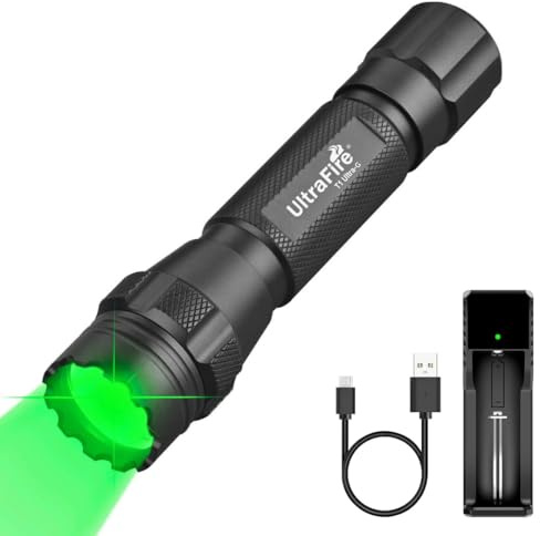 UltraFire Grünes Licht Taschenlampe 525-530nm Hochreinem Grünlicht LED Taschenlampe, 150 Meter Single Mode Grünem Licht für Nachtjagd, Fischen, Karte Lesen, T1 Ultra-G